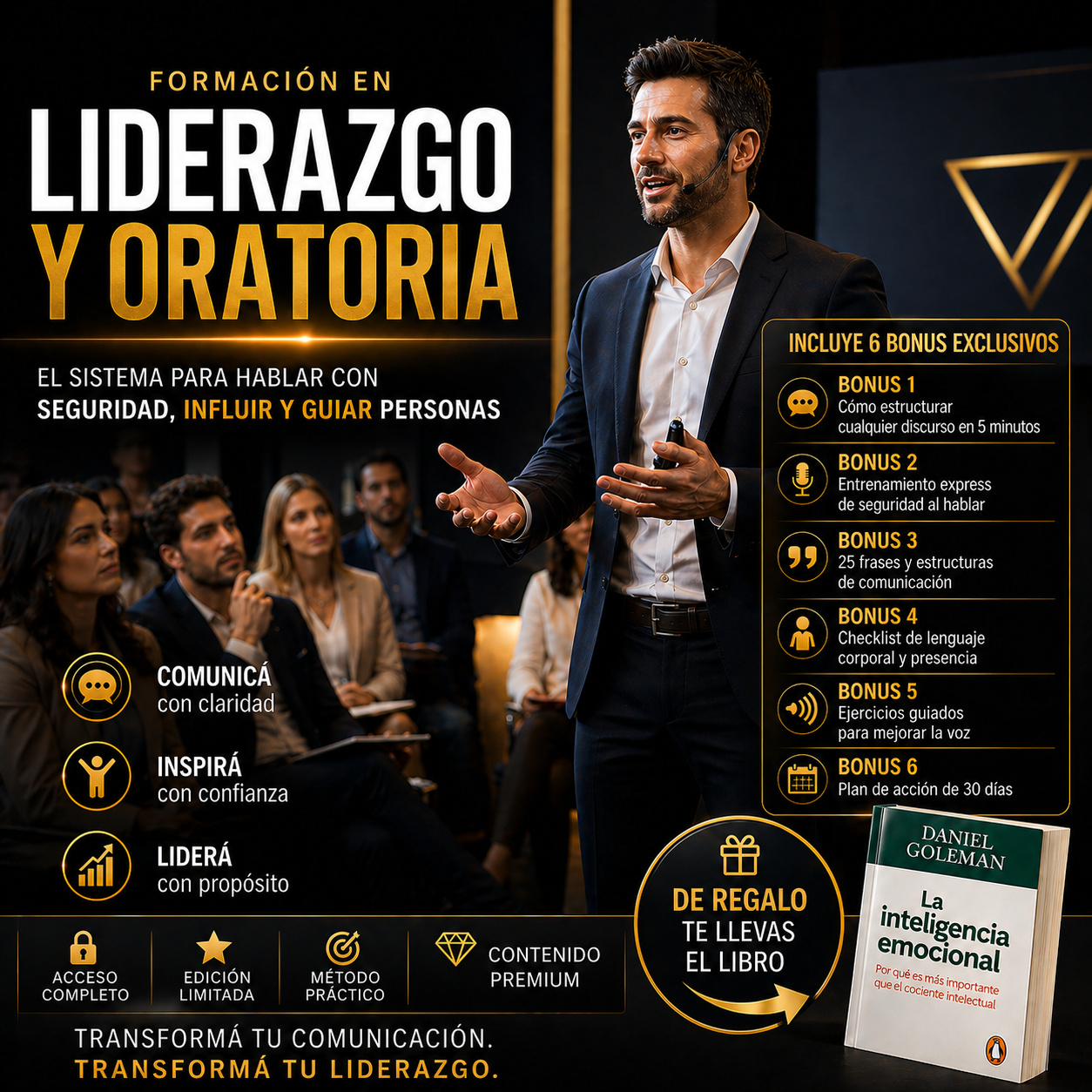 FORMACIÓN EN LIDERAZGO Y ORATORIA EN 30 DÍAS | CURSO EN VIDEO + 6 BONUS EXCLUSIVOS